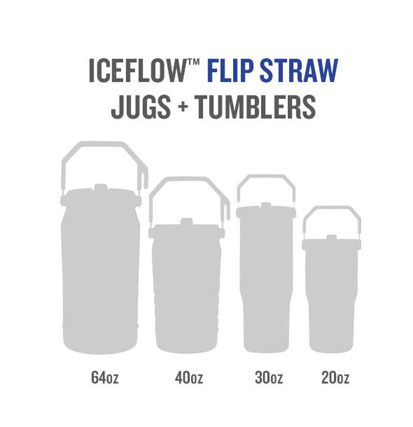 Size comparison chart for The IceFlow Flip Straw Tumbler | 30 OZ | 0.88 L