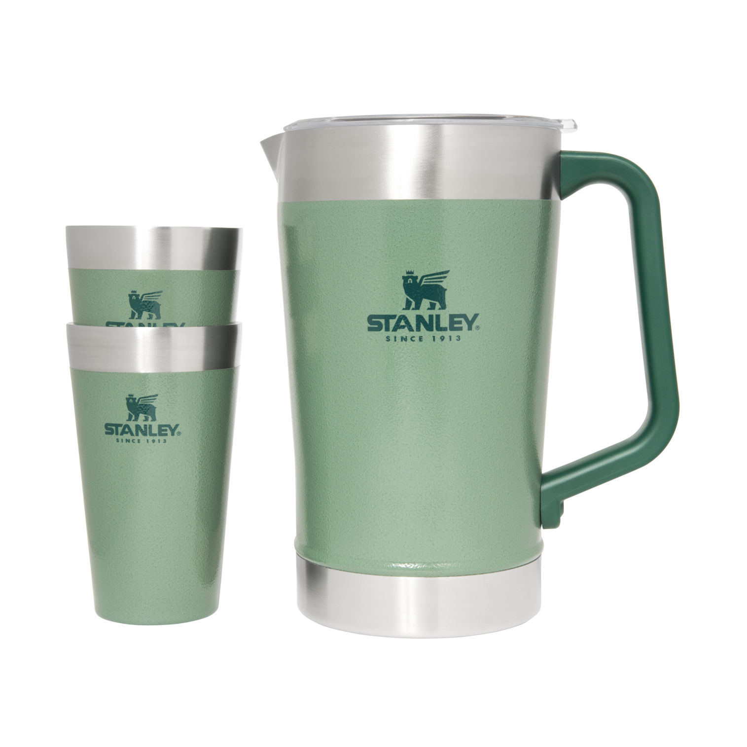 Classic Stay Chill Beer Pitcher Set: Hammertone Green
