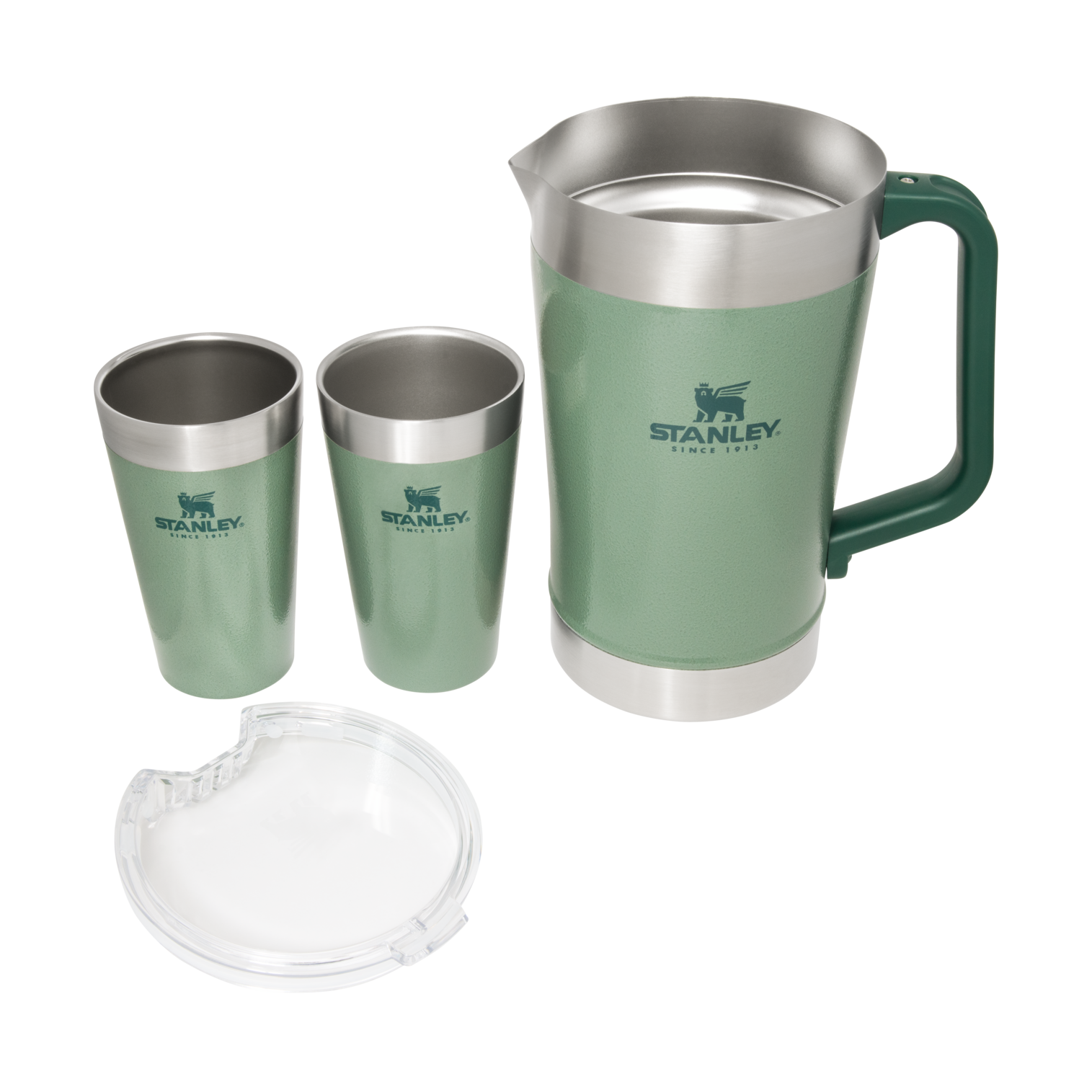 Classic Stay Chill Beer Pitcher Set: Hammertone Green