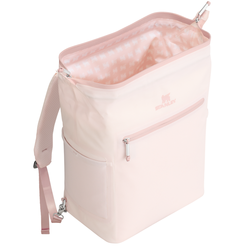 Stanley 1913 The All Day Madeleine Midi Cooler Backpack 20 Can 14.8 QT 14.0 L in Rose Quartz | Back View