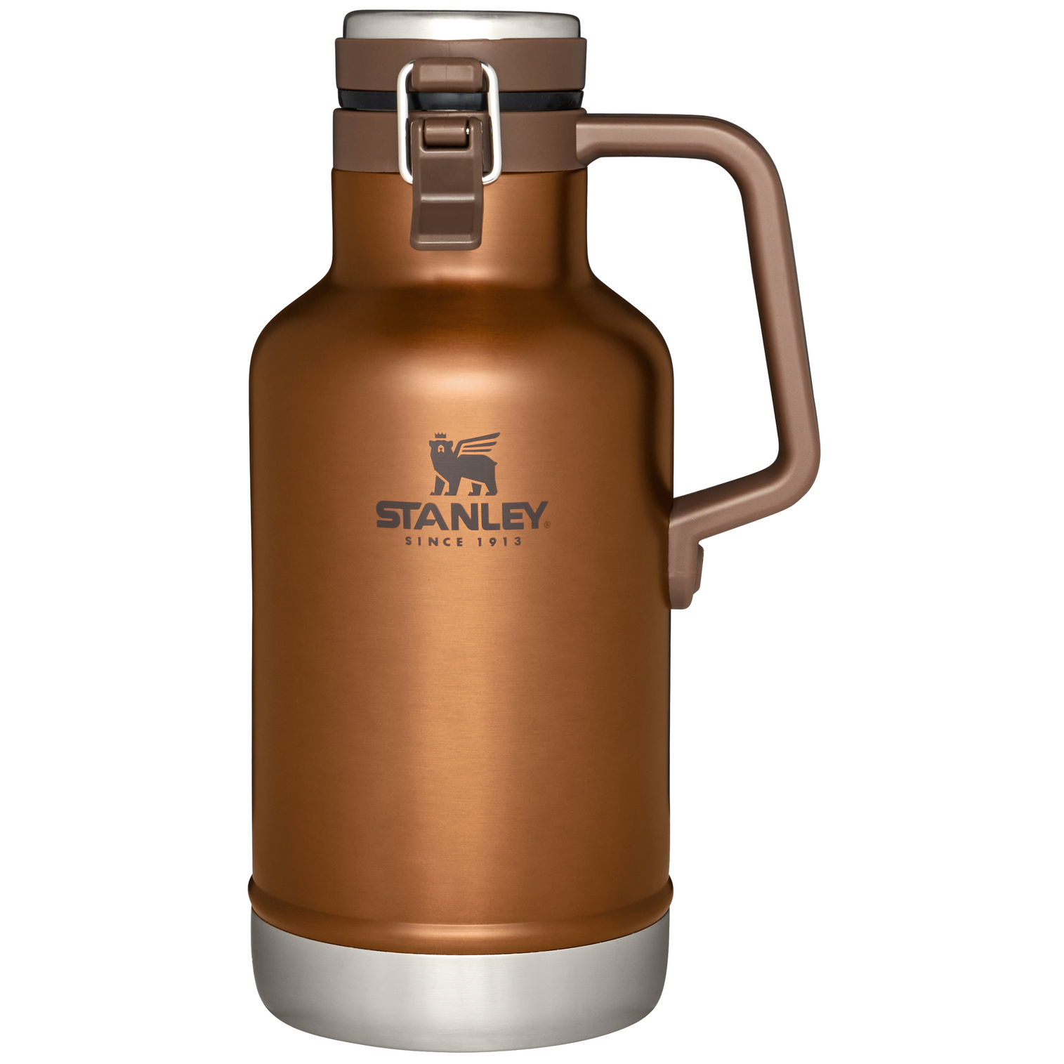 Stanley Classic Easy-Pour Growler 64 oz | Keeps Beer Cold or Coffee Hot | Leakproof Steel Lined Lid and Easy to Carry Handle | Insulated Stainless Steel | BPA-Free | Maple