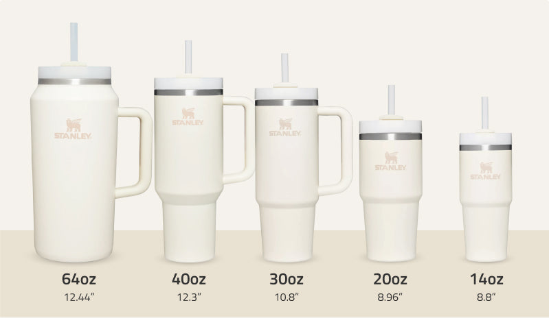 Size comparison chart for The Quencher H2.0 FlowState™ Tumbler  | 40 OZ | 1.18 L
