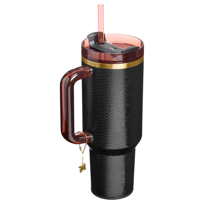 Stanley 1913 The Quencher® Luxe H2.0 FlowState™ Tumbler 40 OZ 1.18 L in Black Snakeskin | Back View