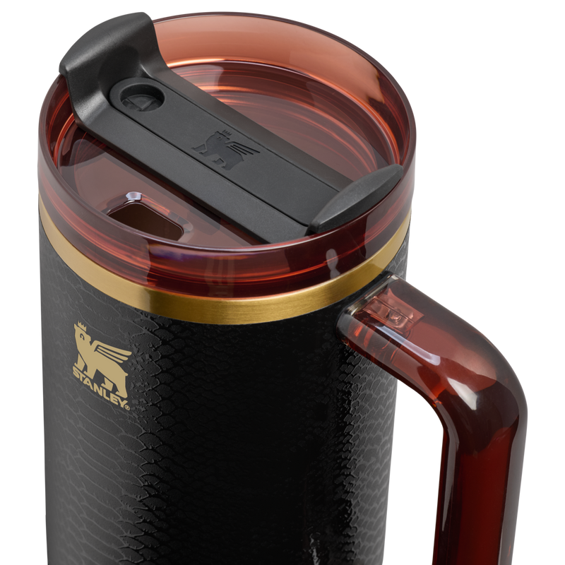 Stanley 1913 The Quencher® Luxe H2.0 FlowState™ Tumbler 40 OZ 1.18 L in Black Snakeskin | Lid Detailed View