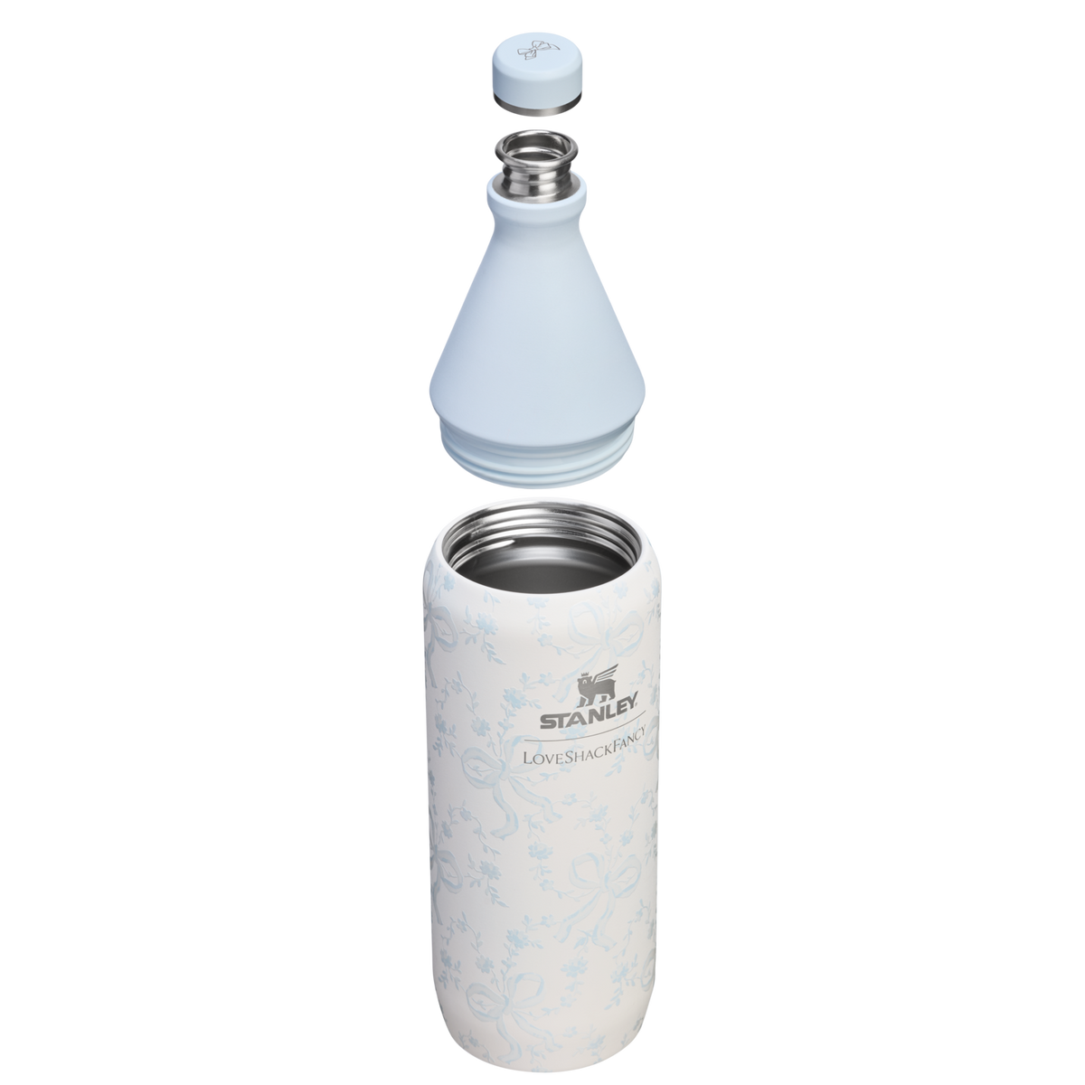 Stanley 1913 Stanley 1913 x LoveShackFancy Holiday All Day Slim Bottle 34 OZ 1 L in Coquette Bow Winter Ice | View 3