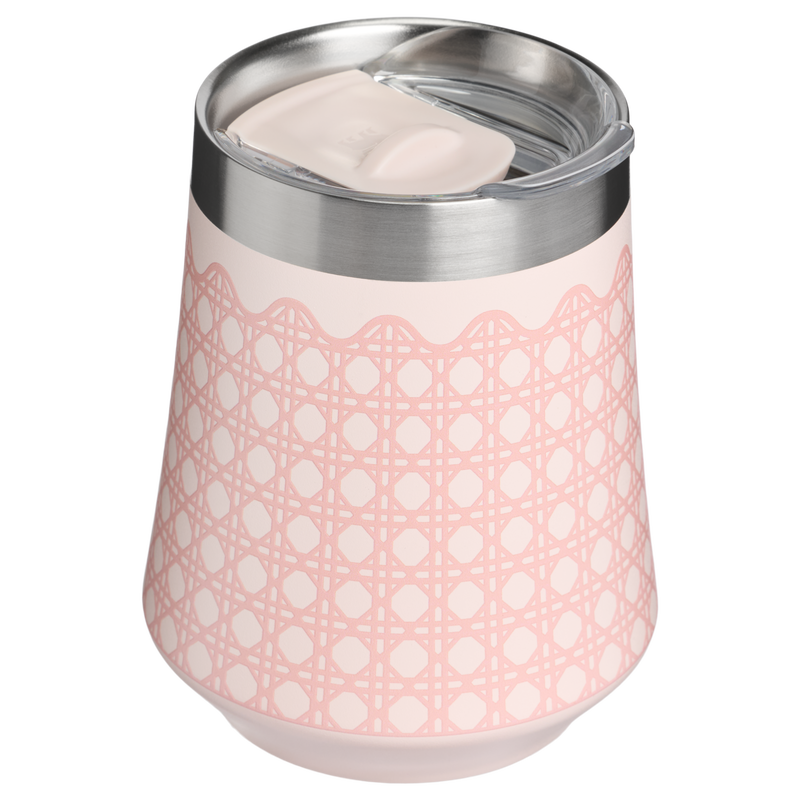 Stanley 1913 The Reserve Wine Tumbler 11 OZ 0.32 L in Rose Quartz Rattan | Back View