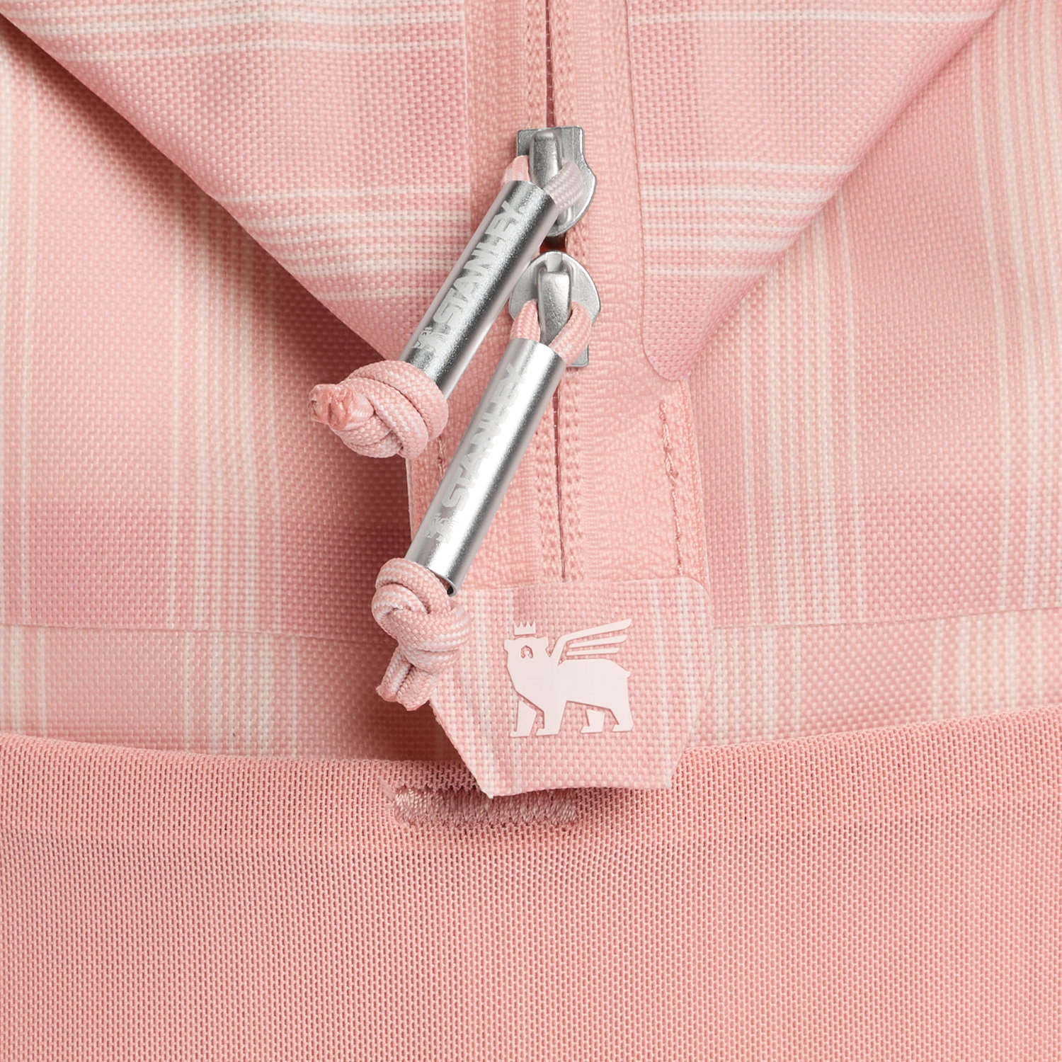 Stanley 1913 The All Day Madeleine Mini Cooler Backpack 14 QT 13.2 L in Peach Rose Picnic Stripe | View 4