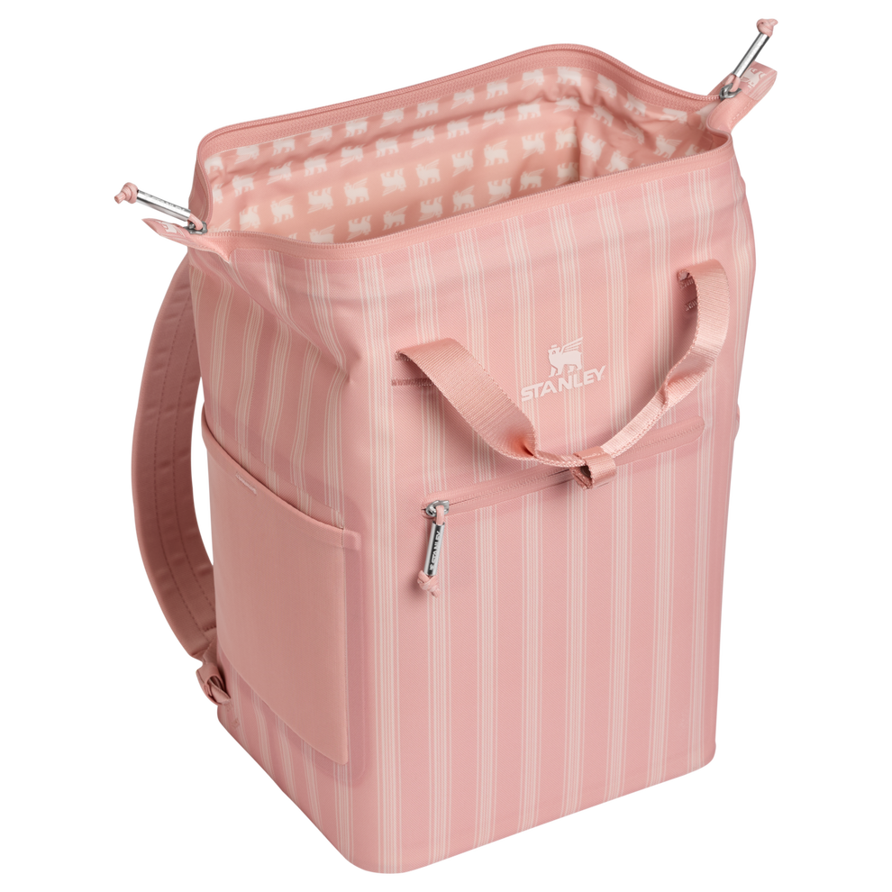 Stanley 1913 The All Day Madeleine Mini Cooler Backpack 14 QT 13.2 L in Peach Rose Picnic Stripe