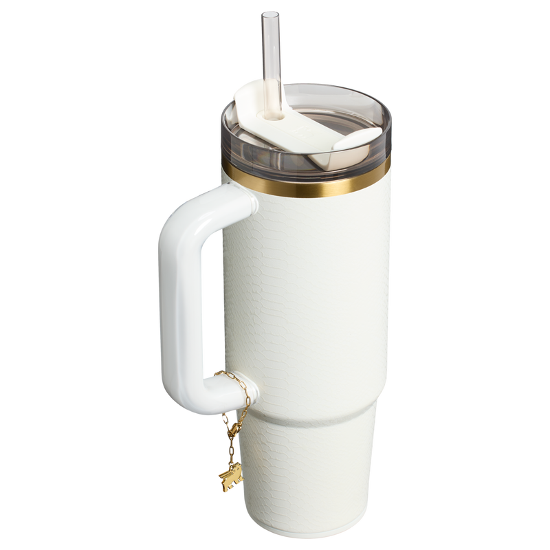 Stanley 1913 The Quencher® Luxe H2.0 FlowState™ Tumbler 30 OZ 0.89 L in Pale Stone Snakeskin | Back View