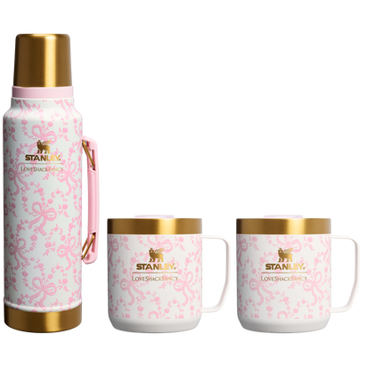 Stanley 1913 Stanley 1913 x LoveShackFancy Holiday The Everyday Cocoa Set in Coquette Bow Chantilly | Front View
