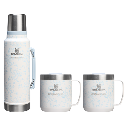 Stanley 1913 Stanley 1913 x LoveShackFancy Holiday The Everyday Cocoa Set in Coquette Bow Winter Ice | Front View