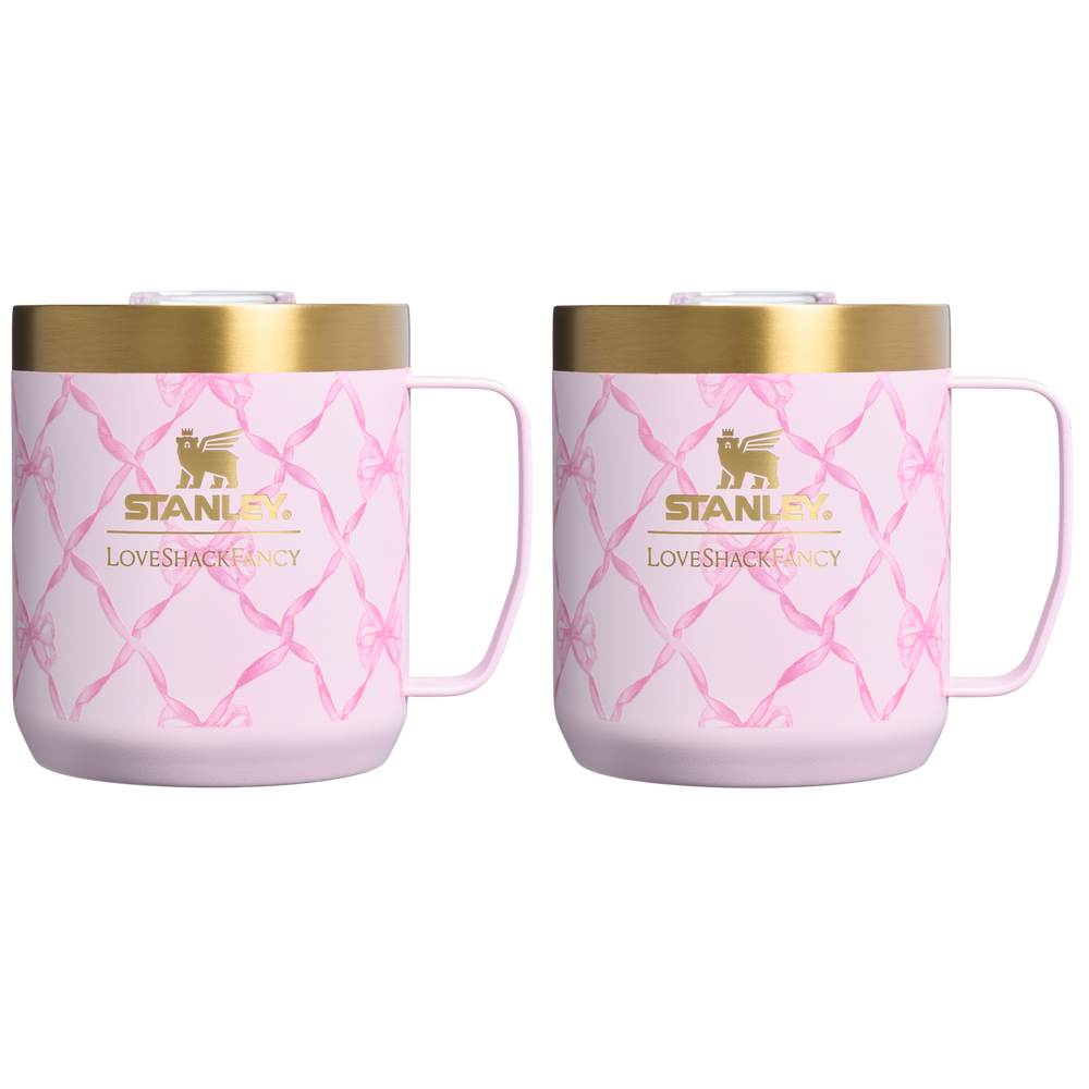 Stanley 1913 Stanley 1913 x LoveShackFancy Holiday Everyday Camp Mug Set 12 OZ 0.35 L in Baby Bow Pink Peppermint | View 1