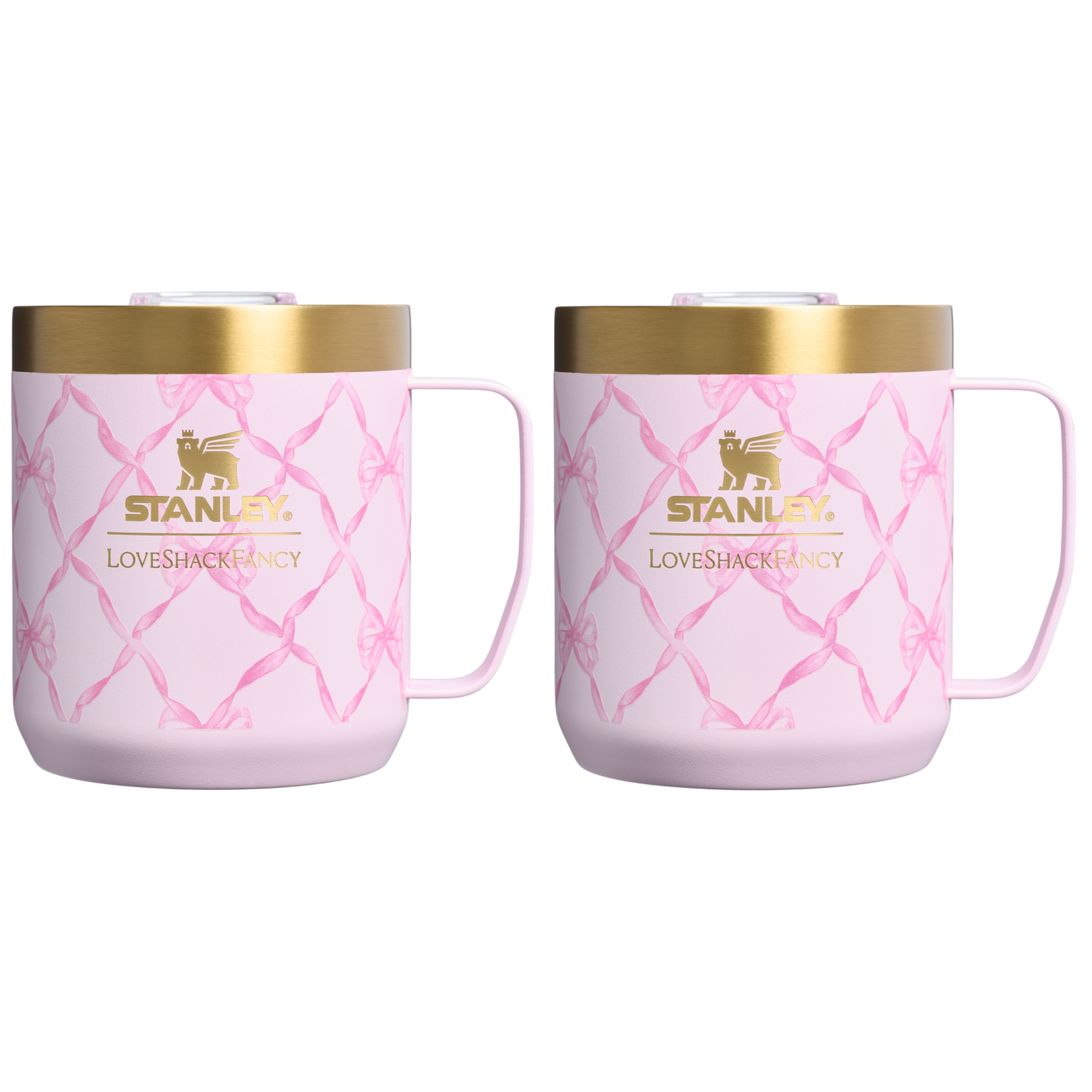 Stanley 1913 Stanley 1913 x LoveShackFancy Holiday Everyday Camp Mug Set 12 OZ 0.35 L in Baby Bow Pink Peppermint | View 1
