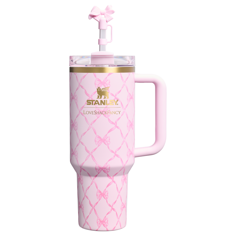 Stanley 1913 Stanley 1913 x LoveShackFancy Holiday Quencher® H2.0  FlowState™ Tumbler 40 OZ 1.18 L in Baby Bow Pink Peppermint | View 1
