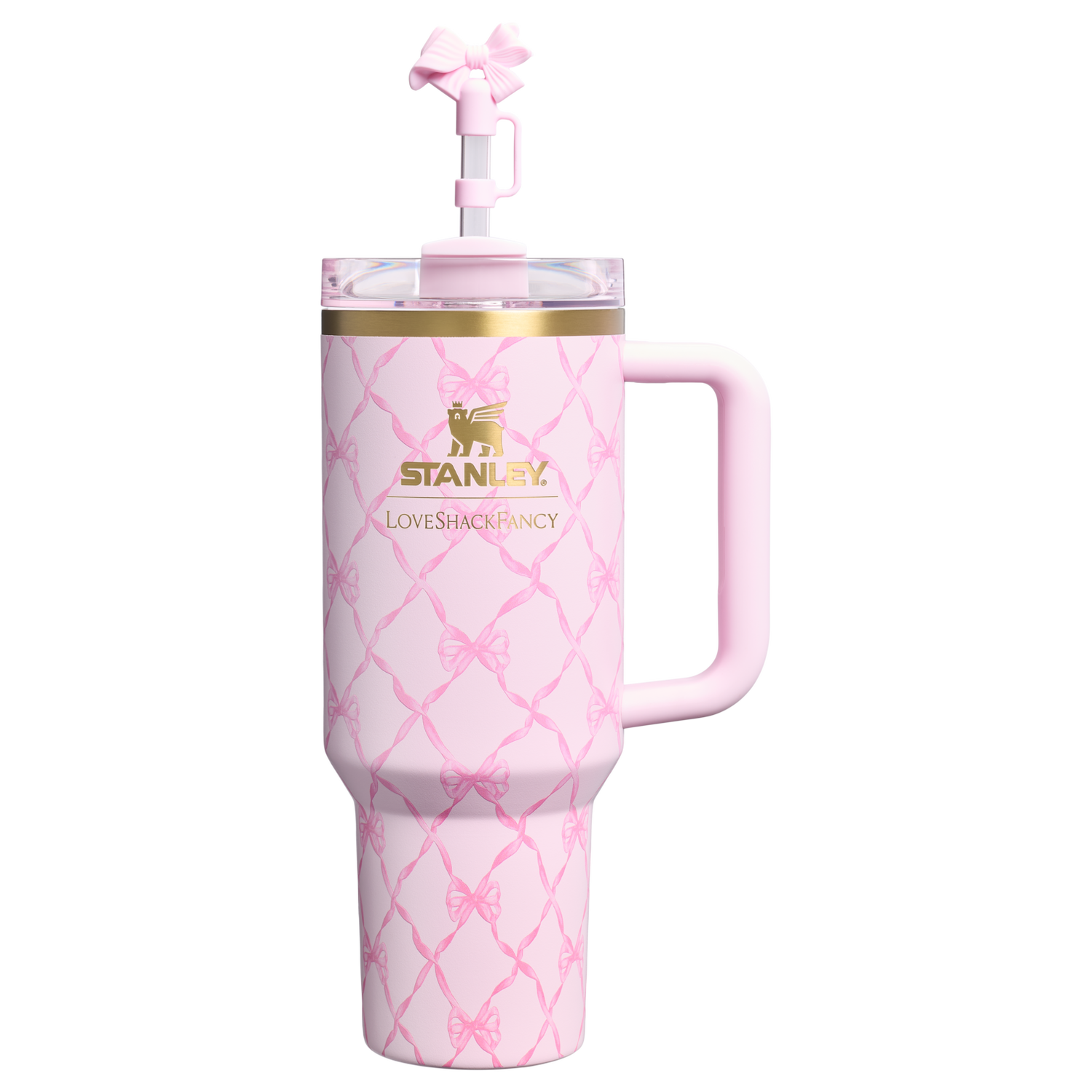 Stanley 1913 Stanley 1913 x LoveShackFancy Holiday Quencher® H2.0  FlowState™ Tumbler 40 OZ 1.18 L in Baby Bow Pink Peppermint | View 1