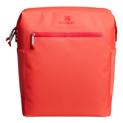 Stanley 1913 The All Day Madeleine Midi Cooler Backpack 20 Can 14.8 QT 14.0 L in Hot Coral | Front Back View