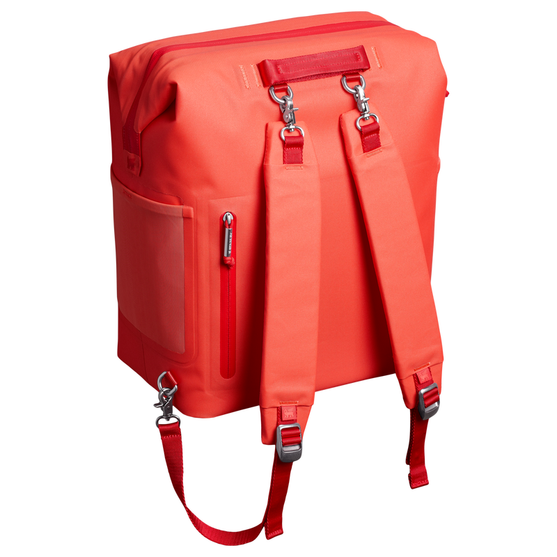 Stanley 1913 The All Day Madeleine Midi Cooler Backpack 20 Can 14.8 QT 14.0 L in Hot Coral | Back View