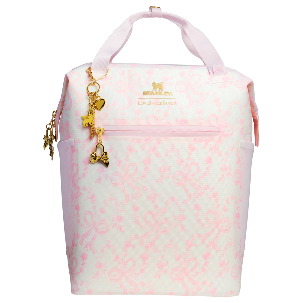 Stanley 1913 Stanley 1913 x LoveShackFancy Holiday All Day Madeleine Mini Cooler Backpack 20 Can 14 QT 13.2 L in Coquette Bow Chantilly | View 1
