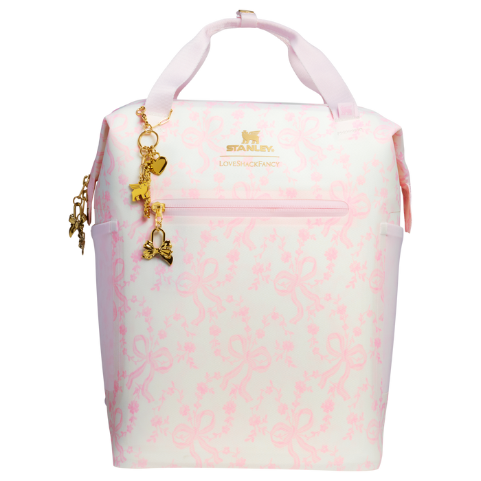 Stanley 1913 Stanley 1913 x LoveShackFancy Holiday All Day Madeleine Mini Cooler Backpack 20 Can 14 QT 13.2 L in Coquette Bow Chantilly