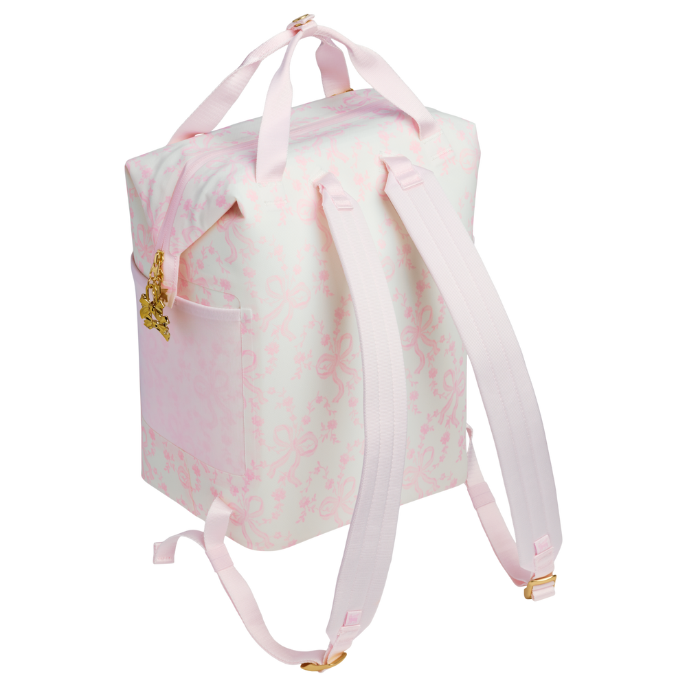 Stanley 1913 Stanley 1913 x LoveShackFancy Holiday All Day Madeleine Mini Cooler Backpack 20 Can 14 QT 13.2 L in Coquette Bow Chantilly | View 3