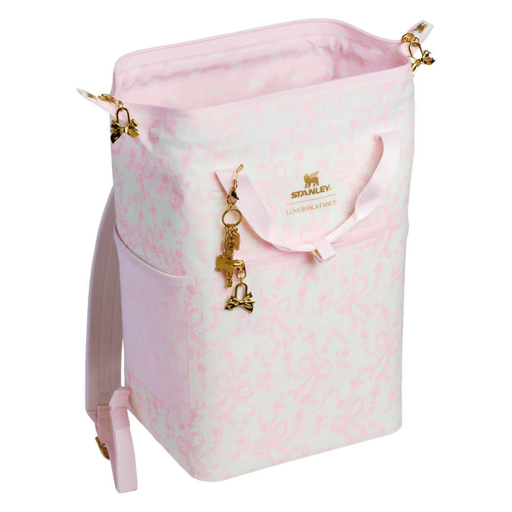 Stanley 1913 Stanley 1913 x LoveShackFancy Holiday All Day Madeleine Mini Cooler Backpack 20 Can 14 QT 13.2 L in Coquette Bow Chantilly | View 2