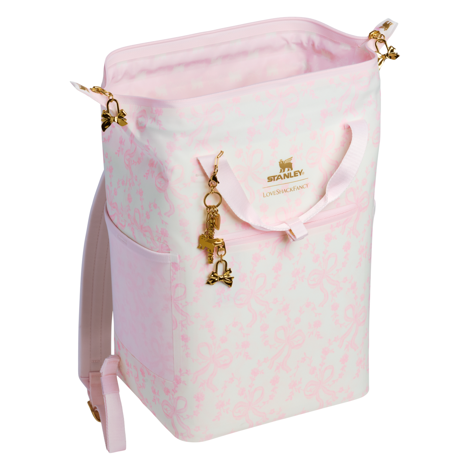 Stanley 1913 Stanley 1913 x LoveShackFancy Holiday All Day Madeleine Mini Cooler Backpack 20 Can 14 QT 13.2 L in Coquette Bow Chantilly | View 2