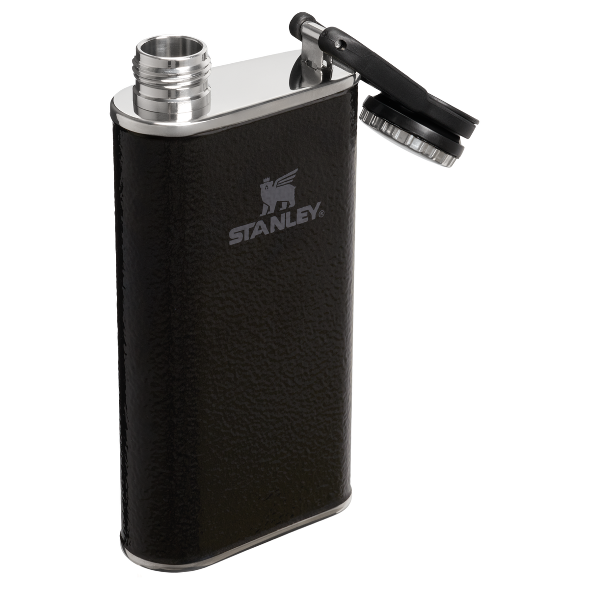 Stanley 1913 Classic Easy Fill Wide Mouth Flask 8 OZ 0.23 L in Hammertone Black | Front View