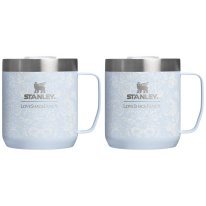 Stanley 1913 Stanley 1913 x LoveShackFancy Holiday Everyday Camp Mug Set 12 OZ 0.35 L in Toscana Toile Alpine Blue | Front View