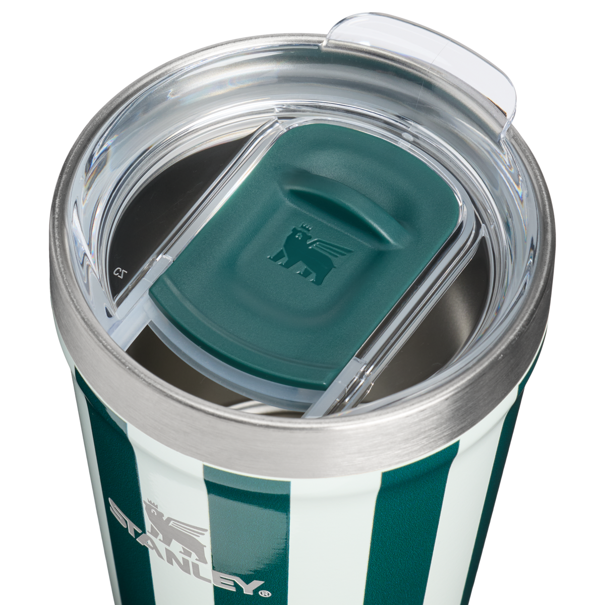 Stanley 1913 The Everyday Tumbler 16 OZ 0.47 L in Wintergreen Peppermint Stripe | Lid Detailed View