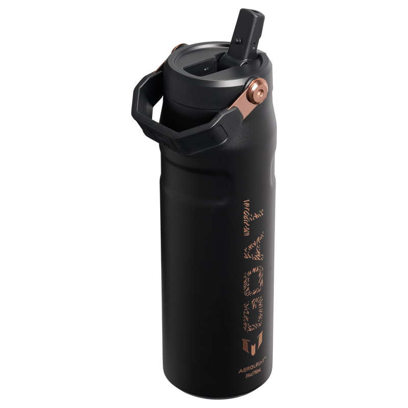 Stanley 1913 The Messi x Stanley IceFlow™ Bottle with Flip Straw Lid 24 OZ 0.71 L in Messi GOAT Black | Back View