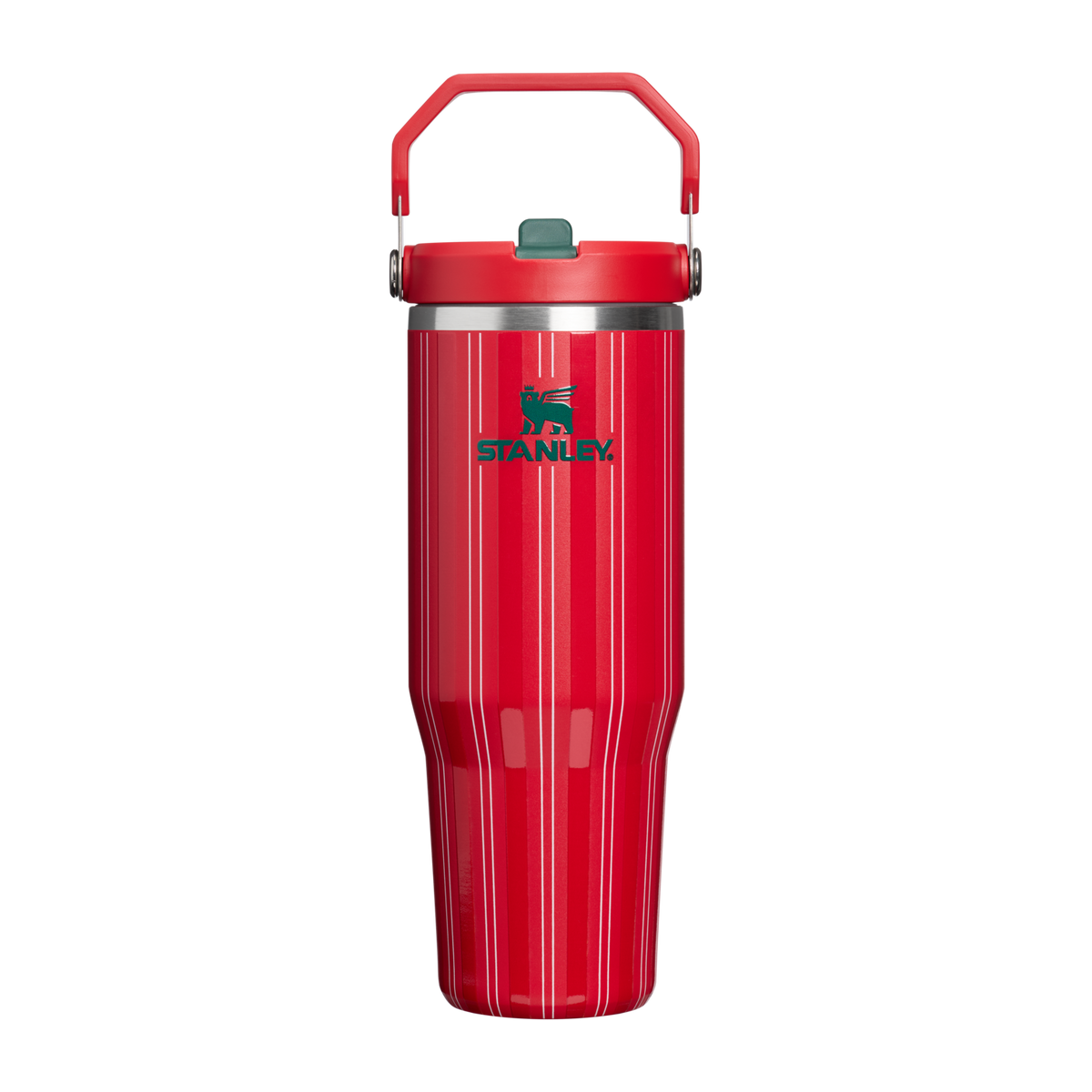 Stanley 1913 The IceFlow™ Flip Straw Tumbler 30 OZ 0.89 L in Rouge Holiday Stripe | Front View