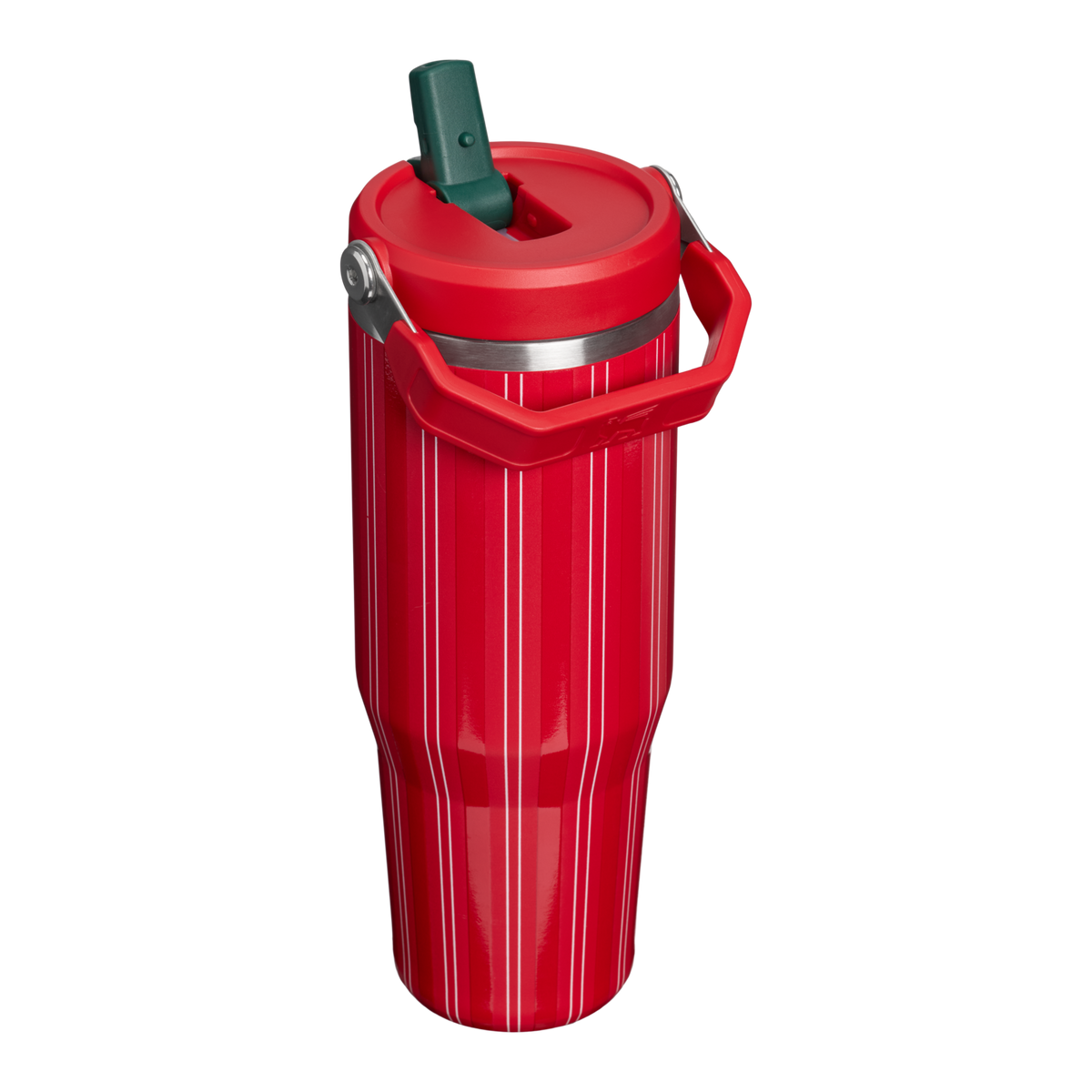 Stanley 1913 The IceFlow™ Flip Straw Tumbler 30 OZ 0.89 L in Rouge Holiday Stripe | Back View