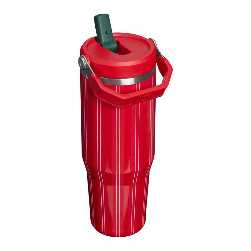 Stanley 1913 The IceFlow™ Flip Straw Tumbler 30 OZ 0.89 L in Rouge Holiday Stripe | Back View
