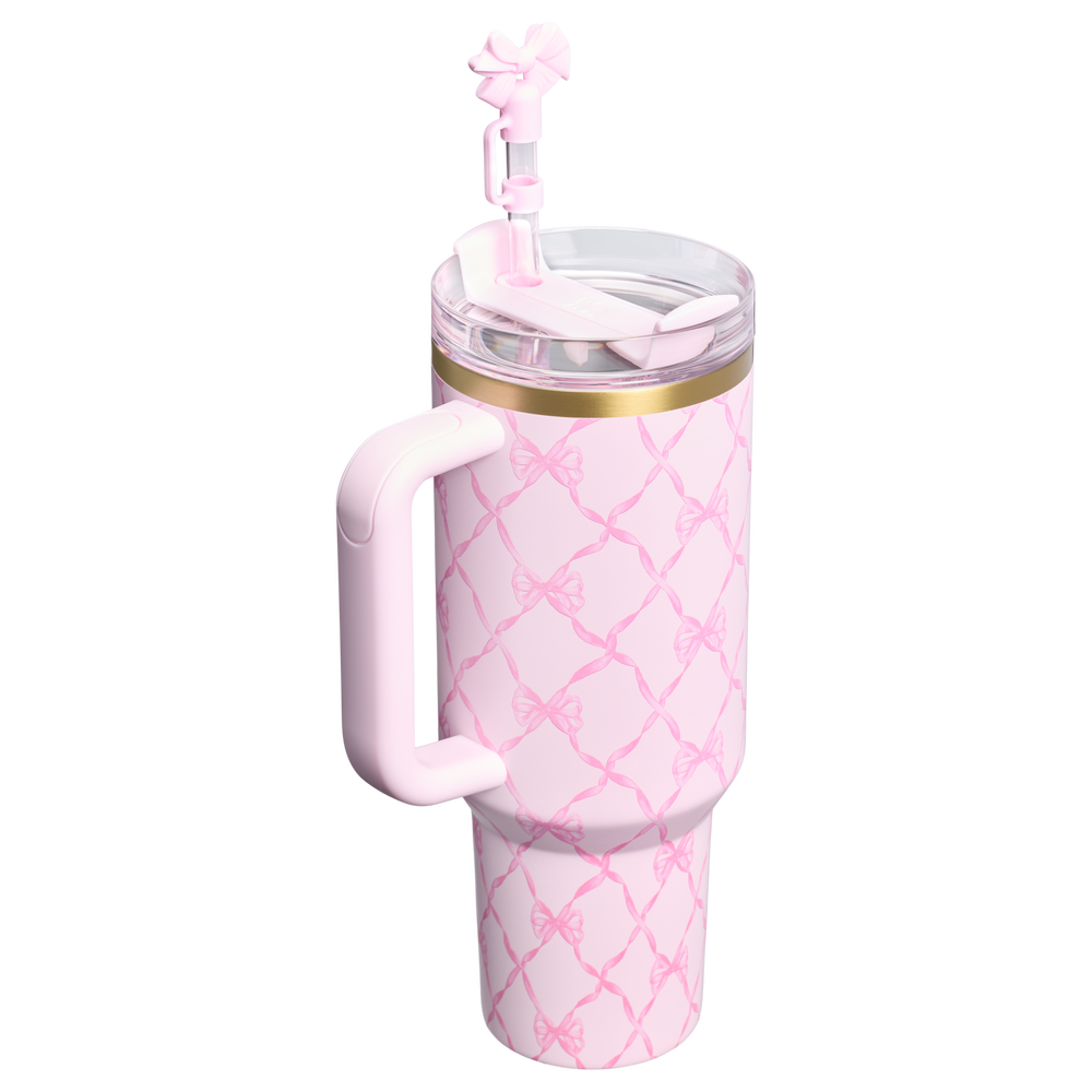 Stanley 1913 Stanley 1913 x LoveShackFancy Holiday Quencher® H2.0  FlowState™ Tumbler 40 OZ 1.18 L in Baby Bow Pink Peppermint | View 2