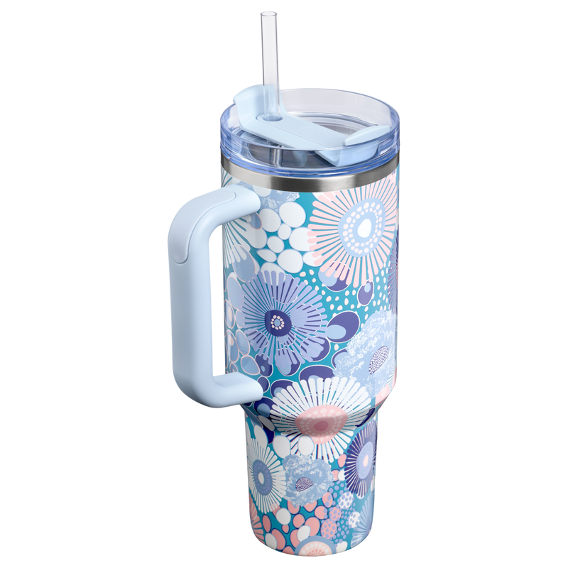 Stanley 1913 The Quencher H2.0 FlowState™ Tumbler  40 OZ 1.18 L in Blue Dream Wildflower | Back View