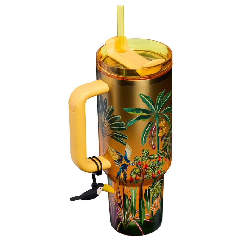 Stanley 1913 Stanley 1913 x FARM Rio Quencher® H2.0 Flowstate™ Tumbler 40 OZ 1.18 L in Farm Rio Tropical Woods | Back View