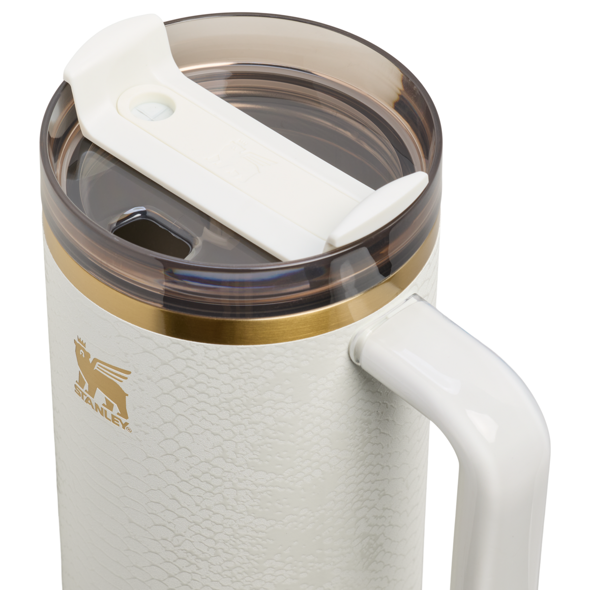 Stanley 1913 The Quencher® Luxe H2.0 FlowState™ Tumbler 40 OZ 1.18 L in Pale Stone Snakeskin | Lid Detailed View