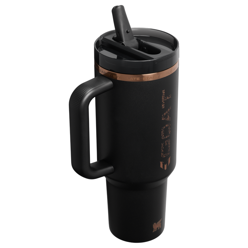 Stanley 1913 The Messi x Stanley Quencher ProTour Flip Straw Tumbler 40 OZ 1.18 L in Messi GOAT Black | Back View