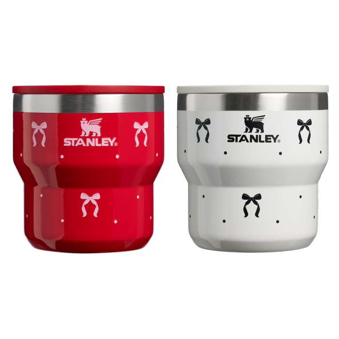 Stanley 1913 Stay-Hot Stacking Cups Gift Set 11 OZ 0.32 L in Salt Bows/Rouge Bows | Front View
