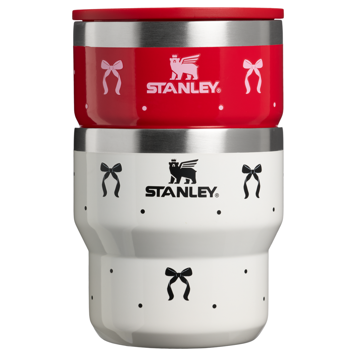 Stanley 1913 Stay-Hot Stacking Cups Gift Set 11 OZ 0.32 L in Salt Bows/Rouge Bows | Front View