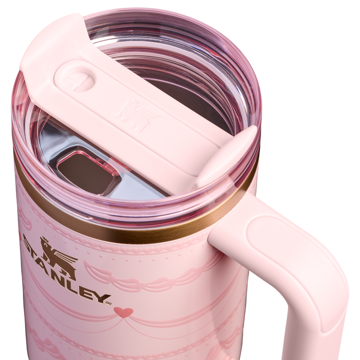 Stanley 1913 The Valentine’s Day Quencher H2.0 FlowState™ Tumbler 30 OZ 0.89 L in Pink Velvet Cake | Lid Detailed View