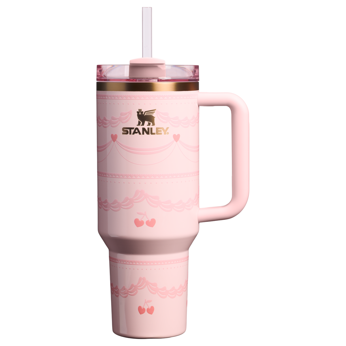 Stanley 1913 The Valentine’s Day Quencher H2.0 Flowstate™ Tumbler 40 OZ 1.18 L in Pink Velvet Cake | Front View