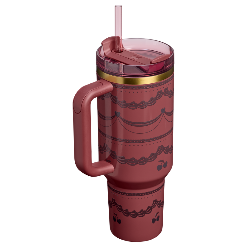 Stanley 1913 The Valentine’s Day Quencher H2.0 Flowstate™ Tumbler 40 OZ 1.18 L in Red Velvet Cake | Back View