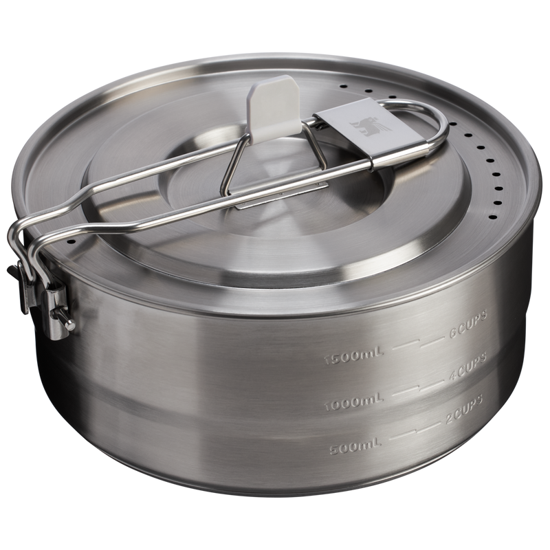 Stanley 1913 The Wildfare Pro Square Pan Cookset 5-piece set 1.9 L in Pale Pebble + Stone | Back View