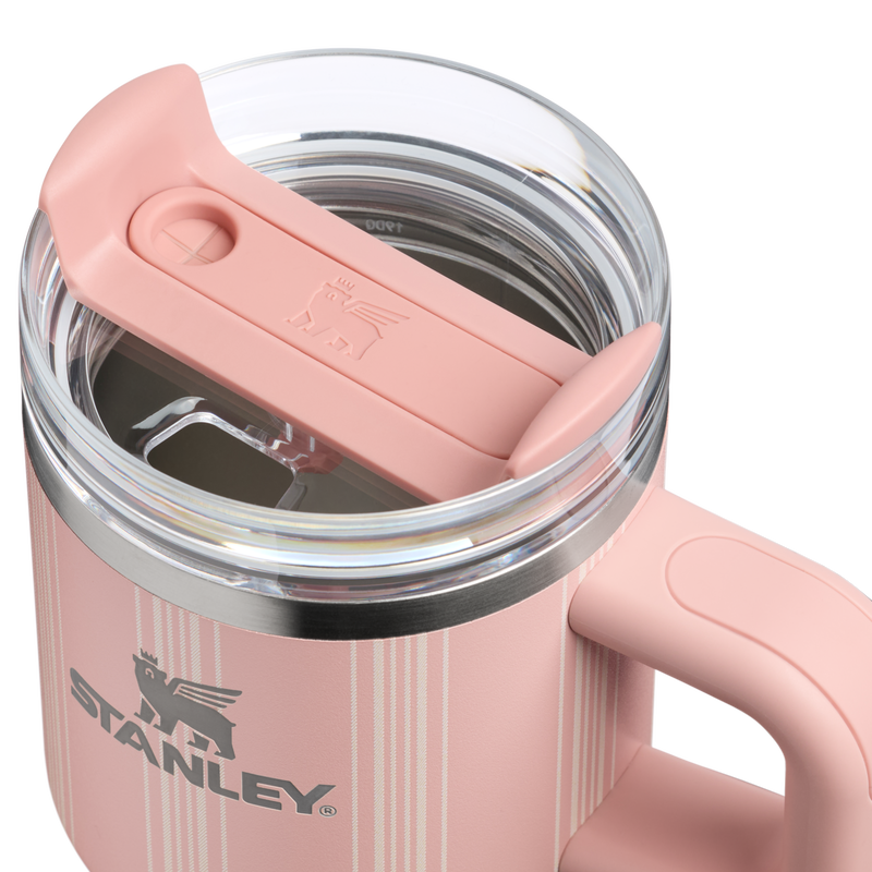 Stanley 1913 The Quencher H2.0 FlowState™ Tumbler 20 OZ 0.59 L in Peach Rose Picnic Stripe | Lid Detailed View