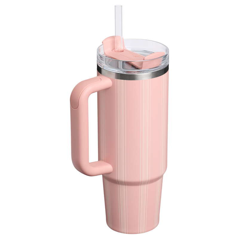 Stanley 1913 The Quencher H2.0 FlowState™ Tumbler 30 OZ 0.89 L in Peach Rose Picnic Stripe | Back View