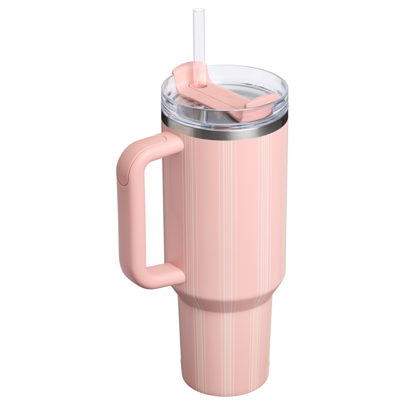 Stanley 1913 The Quencher H2.0 FlowState™ Tumbler 40 OZ 1.18 L in Peach Rose Picnic Stripe | Back View