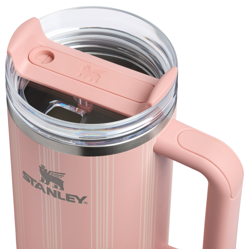 Stanley 1913 The Quencher H2.0 FlowState™ Tumbler 40 OZ 1.18 L in Peach Rose Picnic Stripe | Lid Detailed View