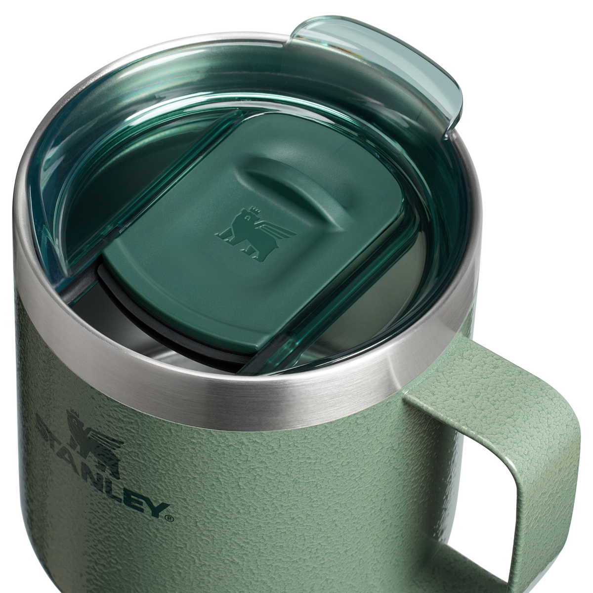 Stanley 1913 Classic Legendary Camp Mug 12 OZ 0.35 L - Stanley Create in Hammertone Green | Lid Detailed View